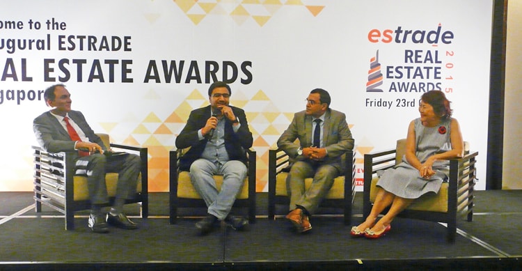 Panel discussion (L-R)-Mr.Ashok Kumar, Founding Principal & Managing Partner - Cresa India, Mr.Sudhir Sharma Founder and Creative Chairman of INDI Design, Mr. Jai Shankar, CEO, Danaher India along with Ms. Zhang Jia Lin- Council Member of Singapore Manufacturing Federation & Builders Pte. Ltd.